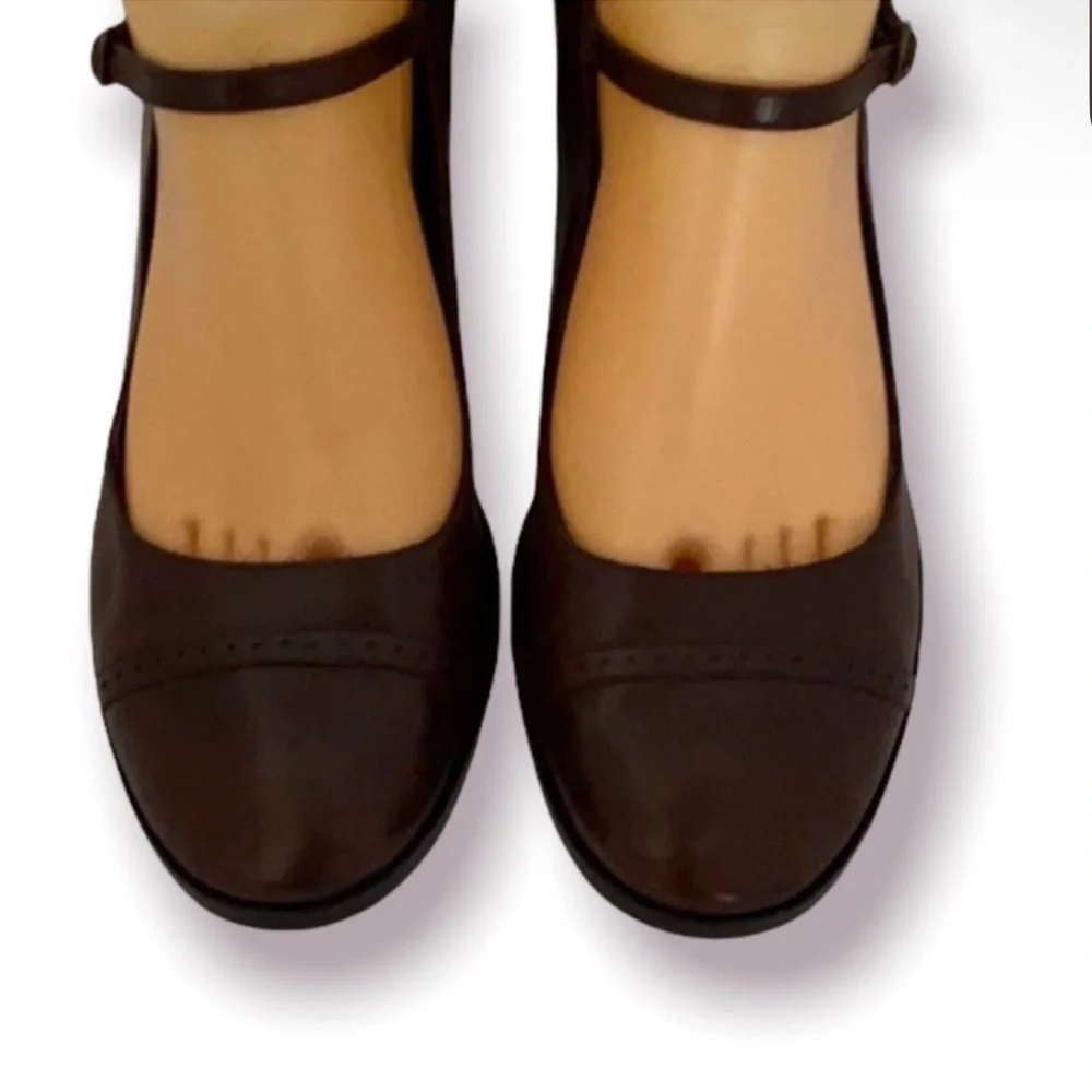 Authentic Marc Jacobs designer heeled Mary Jane brown leather shoes sz 8